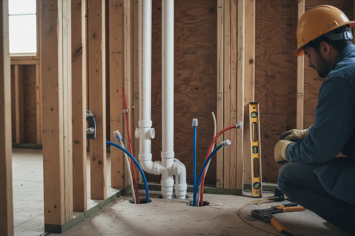 Drain and supply rough-in during Leak Detection in Mormon Lake