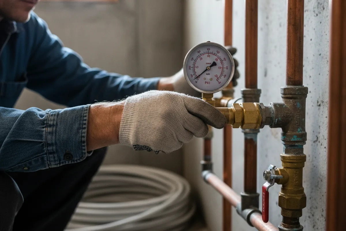 Pressure testing a repaired line during Water Line Repair in Mormon Lake